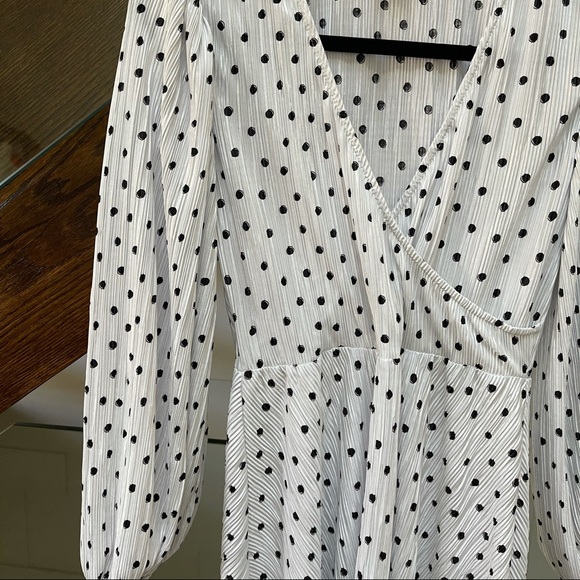 Plisse polka dot dress puff sleeve - Picture 2 of 4